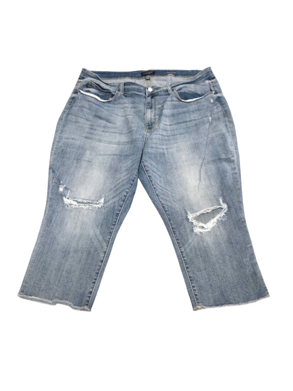 Judy Blue Plus Size 24W Distressed Skinny Capri Jeans Light Wash Ripped Knee